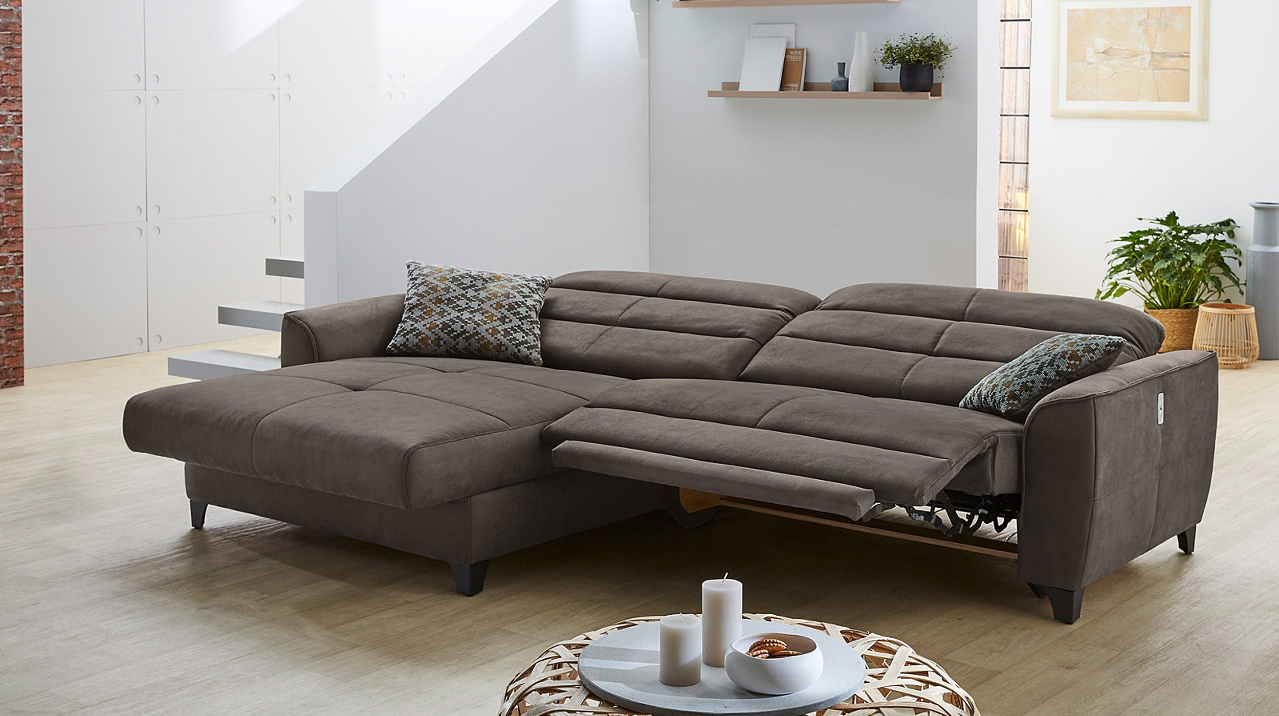 Ecksofa Braun Relaxfunktion 289 X 184 Cm - Double-One in Ecksofas Mit Relaxfunktion