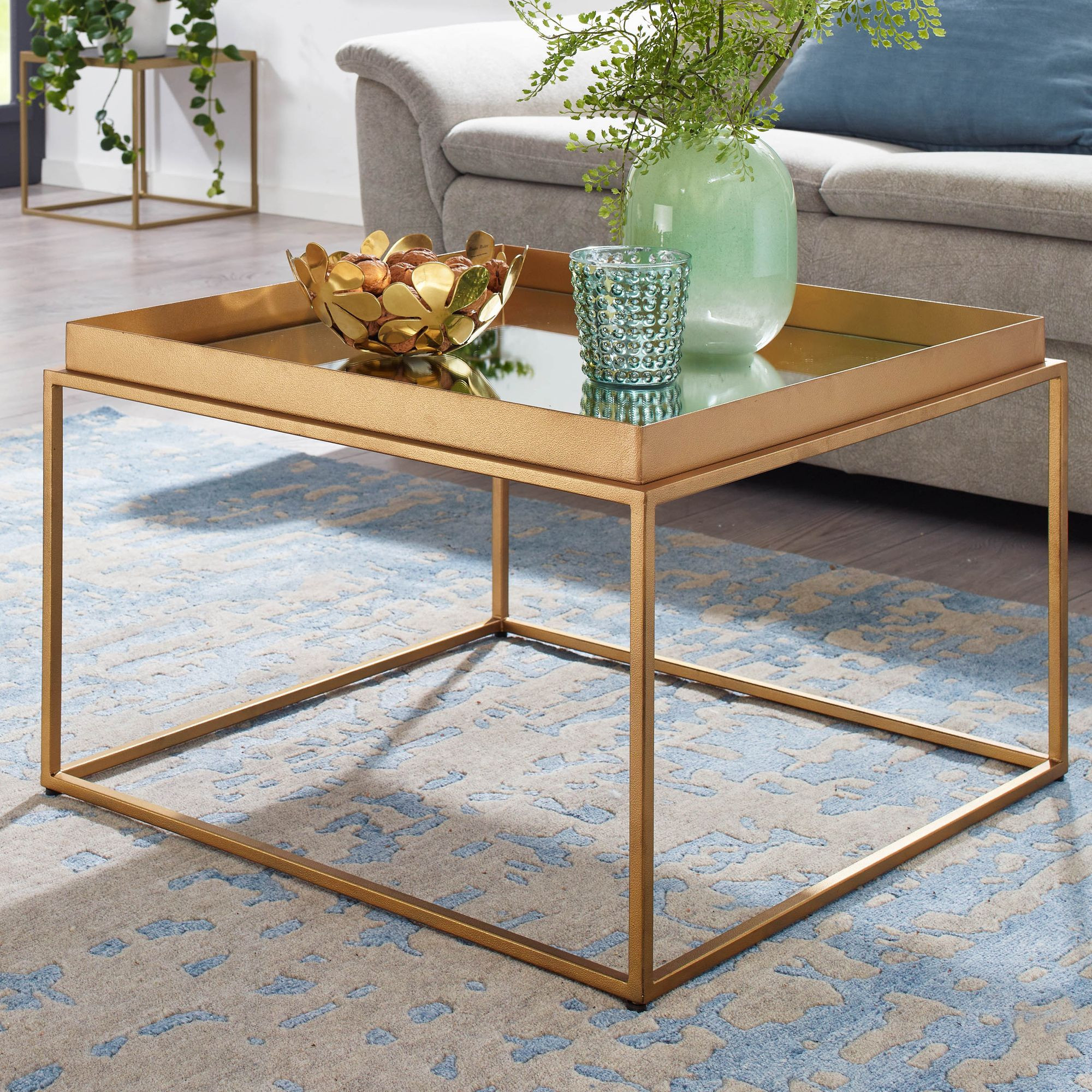 Finebuy Couchtisch Glas Metall 60X60X41 Cm Sofatisch Gold in Couchtisch Glas Gold