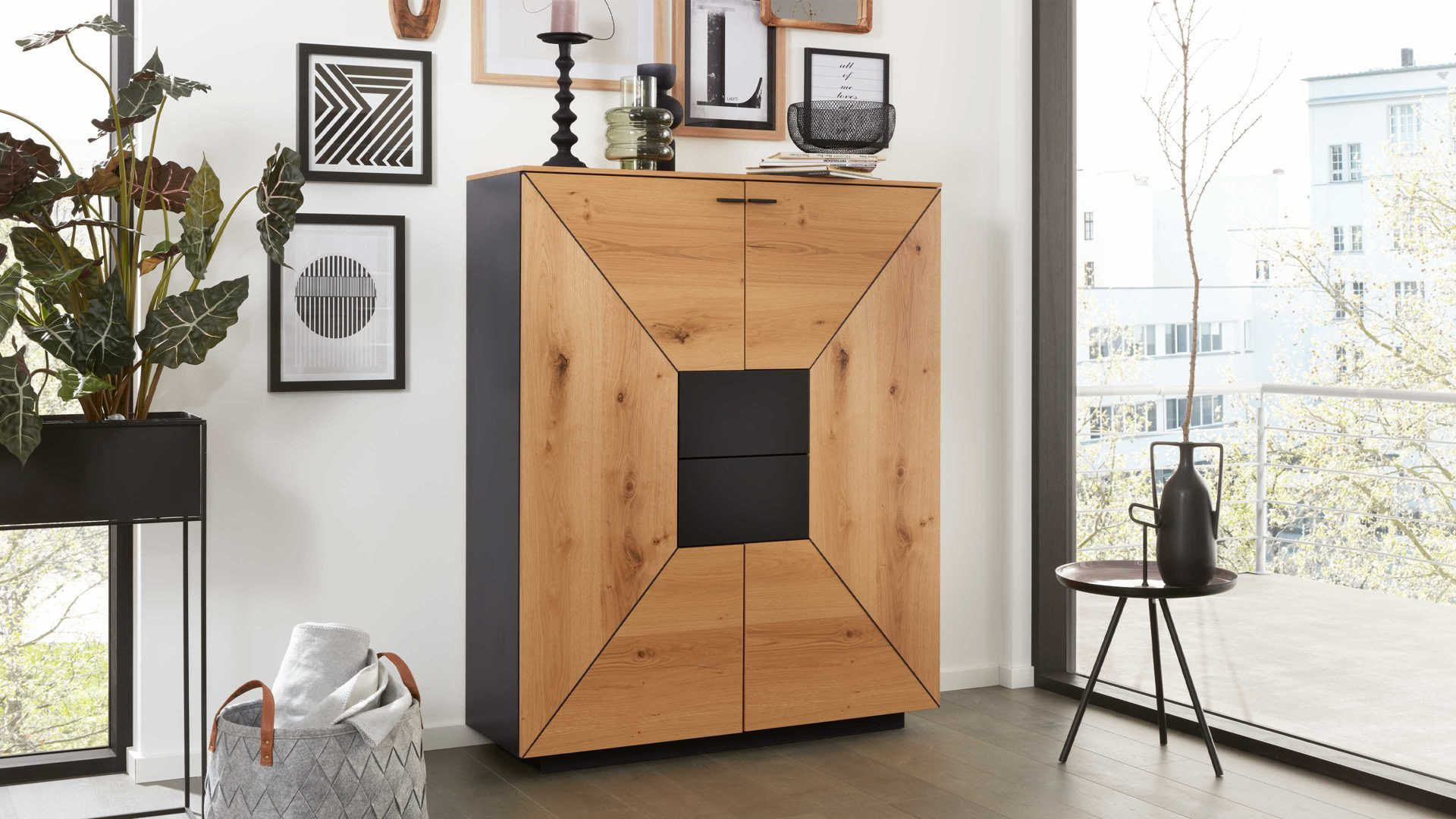 Interliving Wohnzimmer Serie 2022 – Highboard Hb1, Anthrazit regarding Highboards Wohnzimmer