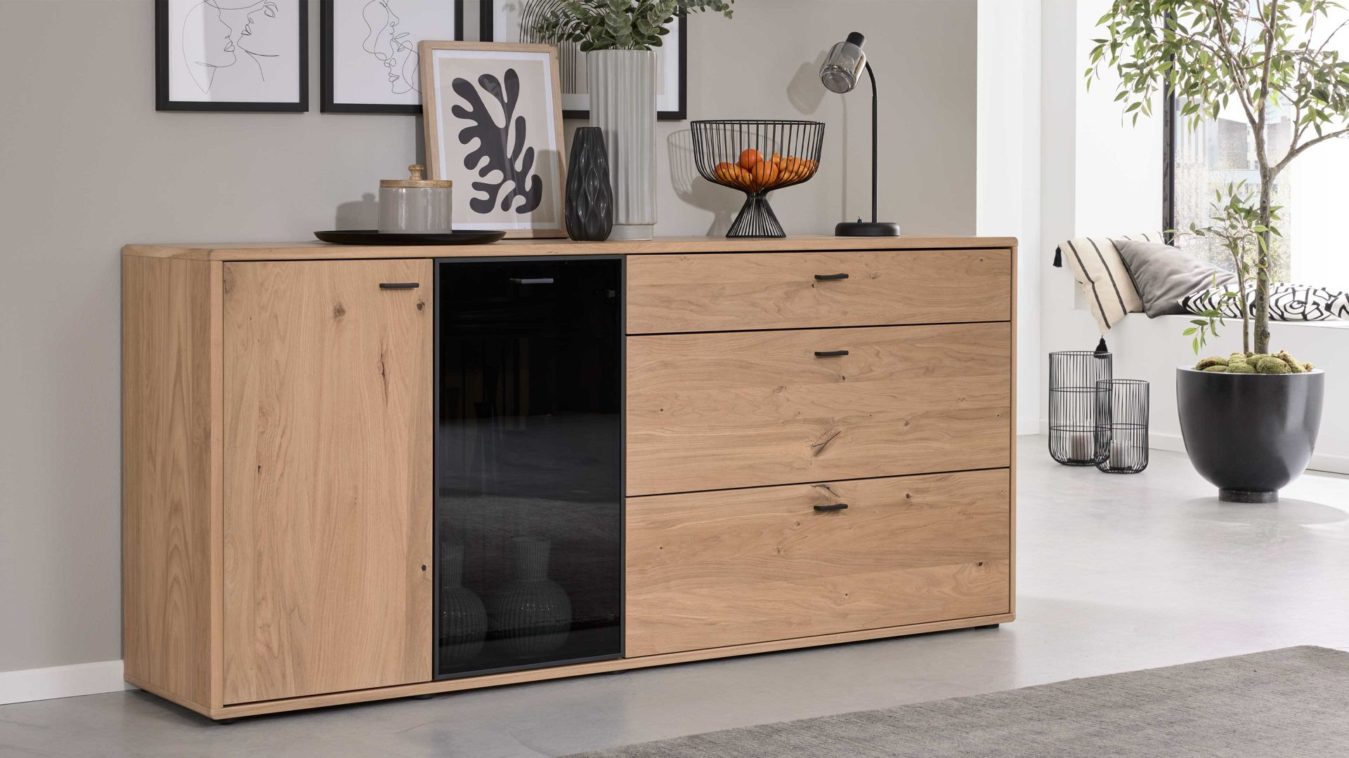 Interliving Wohnzimmer Serie 2024 - Sideboard 33, Eiche regarding Wohnzimmer Sideboard