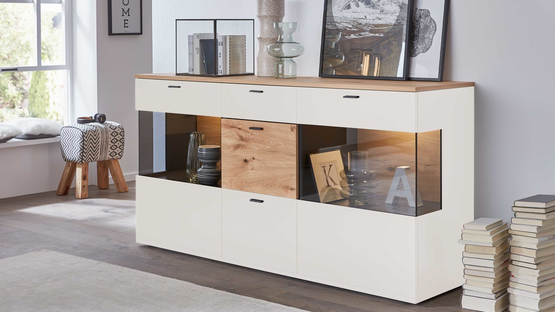 Interliving Wohnzimmer Serie 2104 – Sideboard Il21, Weiß in Wohnzimmer Sideboard