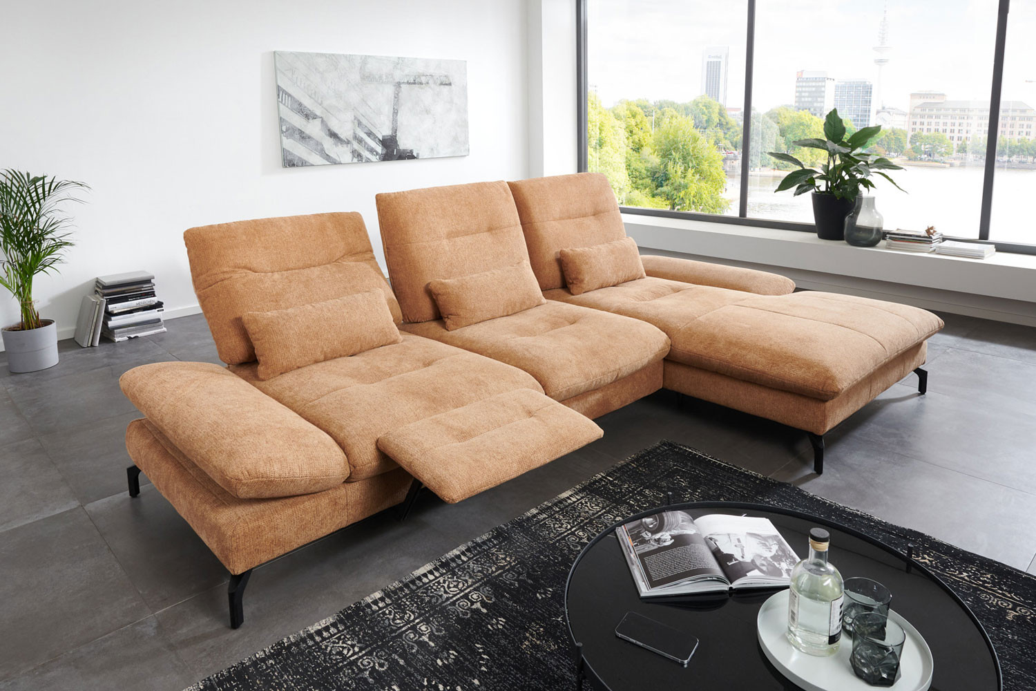 Stoff Ecksofa L-Form Inkl. Motorischer Relaxfunktion | Uni-Polster with regard to Ecksofas Mit Relaxfunktion