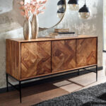 Wohnling Sideboard 123X70X45 Cm Sheesham Massivholz / Metall Intended For Kommode Wohnzimmer