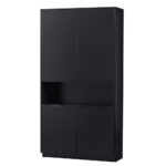 Wohnzimmer Hochschrank Vreino In Schwarz 4 Türig | Pharao24 Throughout Hochschrank Wohnzimmer