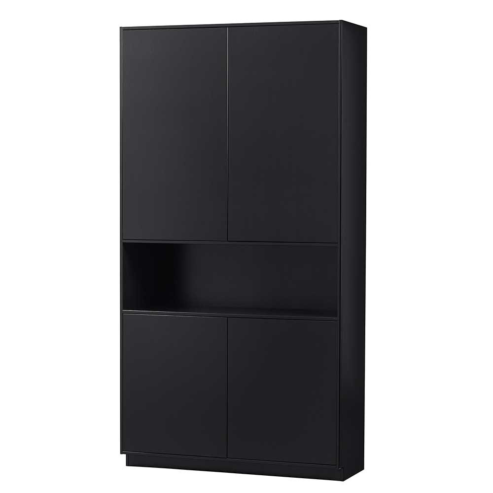 Wohnzimmer Hochschrank Vreino In Schwarz 4 Türig | Pharao24 throughout Hochschrank Wohnzimmer